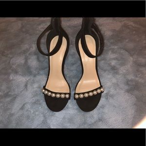 Open toe pearl heels